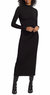 Long Sleeve Turtle Neck Ruched Midi Dress - Black