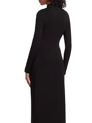 Long Sleeve Turtle Neck Ruched Midi Dress
