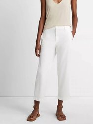 Low Rise Washed Cotton Crop Pant - Off White