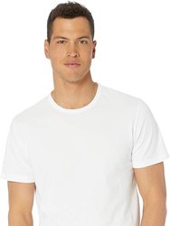 Men Garment Dye Short Sleeve Crew Optic White Cotton T-Shirt Tee - White