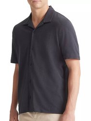 Men's Navy Blue Cabana Button Down Coastal Shirt - Blue