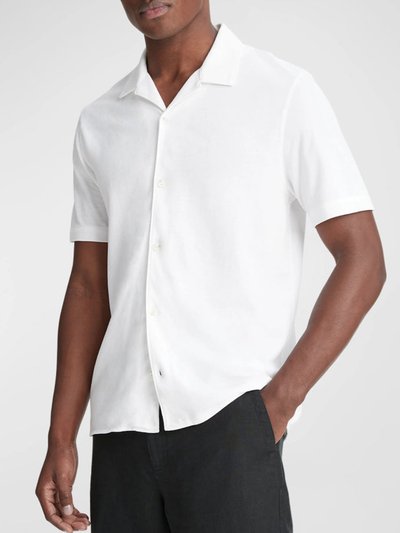 Vince Men's Pique Cabana Short Sleeve Button Down Shirt, Optic White Short Sleeve product