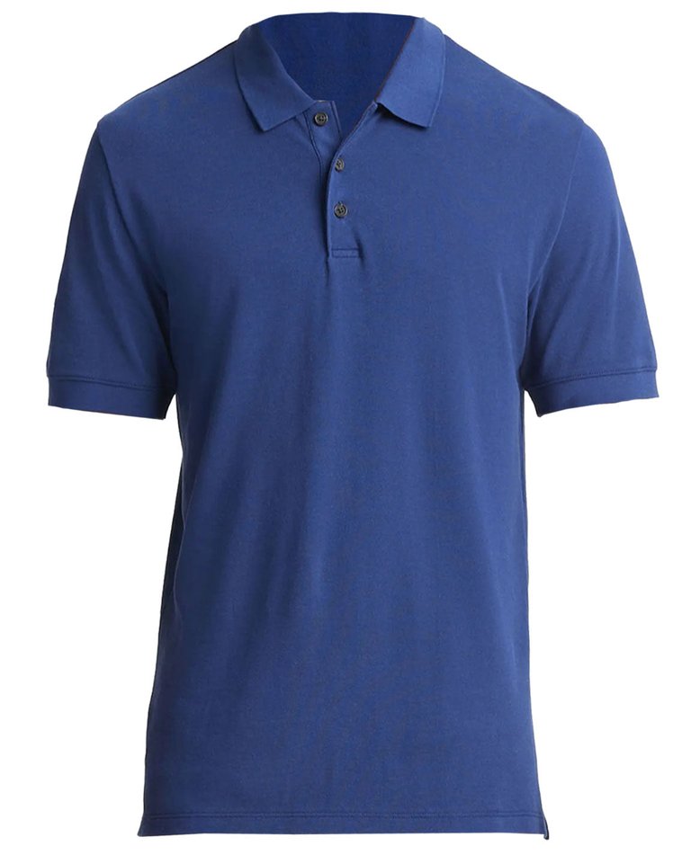 Men's Royal Blue Solid Pique Cotton Short Sleeve Polo T-Shirt - Blue