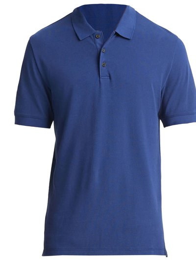 Vince Men's Royal Blue Solid Pique Cotton Short Sleeve Polo T-Shirt product
