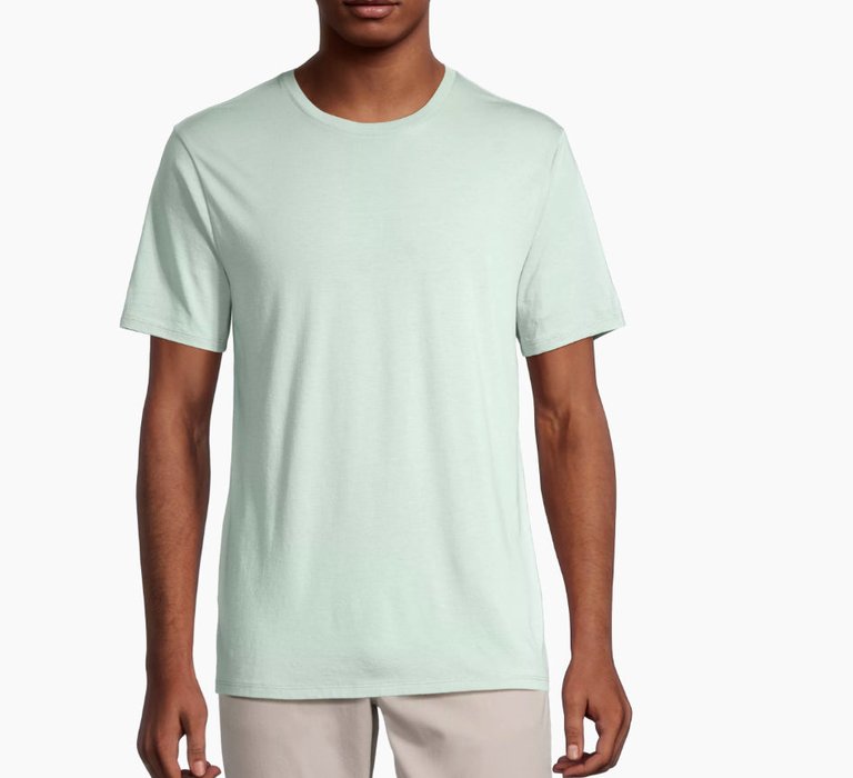 Men's Short Sleeves Pima Crew Neck, Seafoam Green Tee T-Shirt - Green