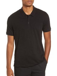 Men's Solid Black Short Sleeve Pima Cotton Polo T-Shirt - Black