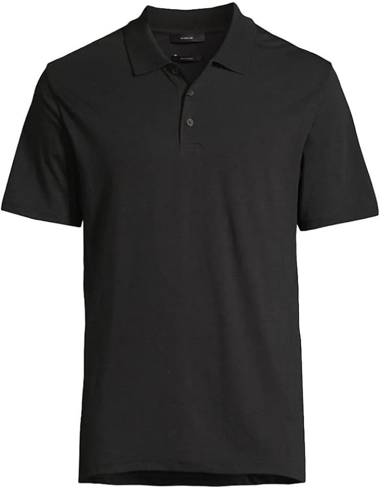 Men's Solid Black Short Sleeve Pima Cotton Polo T-Shirt