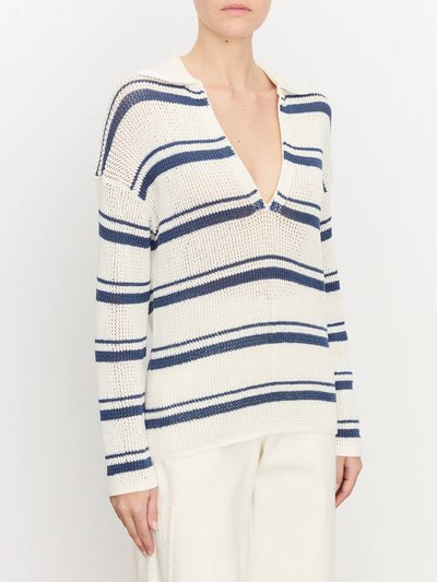 Vince Racked Ribbed Pullover Sweater In Navy/off White product