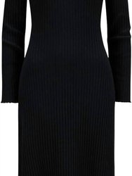 Ribbed Knit Long Sleeve Crew Neck Sweater Dress