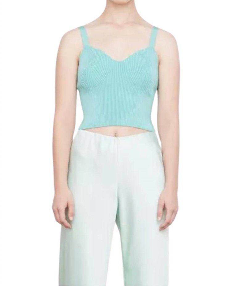 Ribbed Sweetheart Top - Aqua Dew