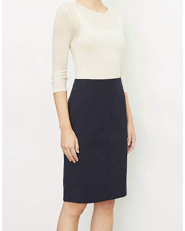 Seamed Front Pencil Skirt In Black
