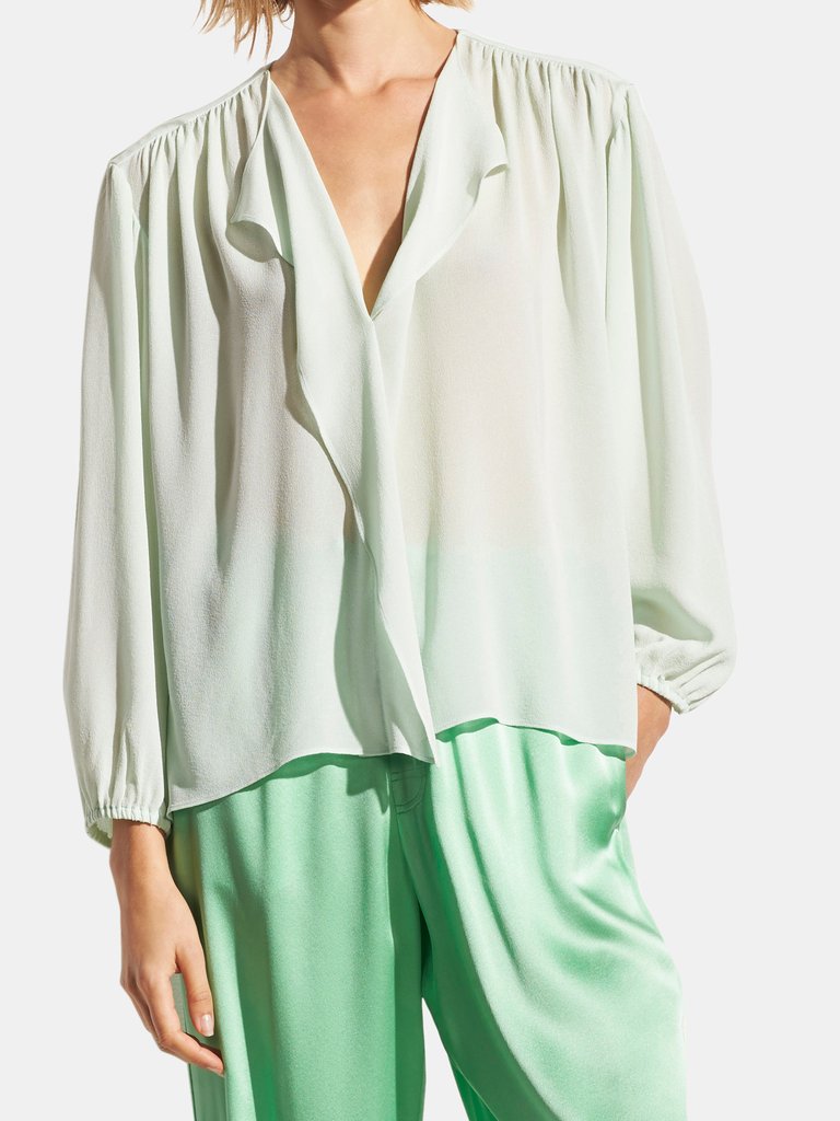 Shirred Long Sleeve Popover