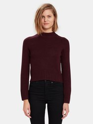 Shrunken Mock Neck Cashmere Sweater - Dahlia Wine