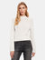 Shrunken Mock Neck Cashmere Sweater  - White