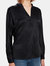 Slim Fit Band Collar Silk Blouse