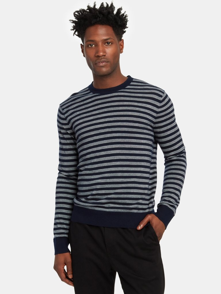 Stripe Crewneck Sweater - Coastal/White