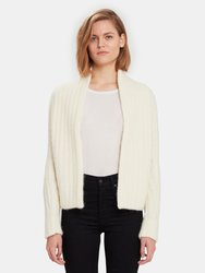 Textured Shawl Wool Cardigan - Off White