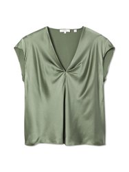 V-Neck Drape Silk Blouse