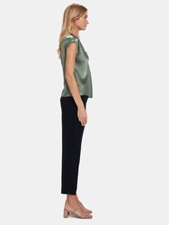 V-Neck Drape Silk Blouse