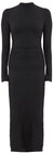 Women Long Sleeve Turtleneck Ruched Midi Bodycon Dress