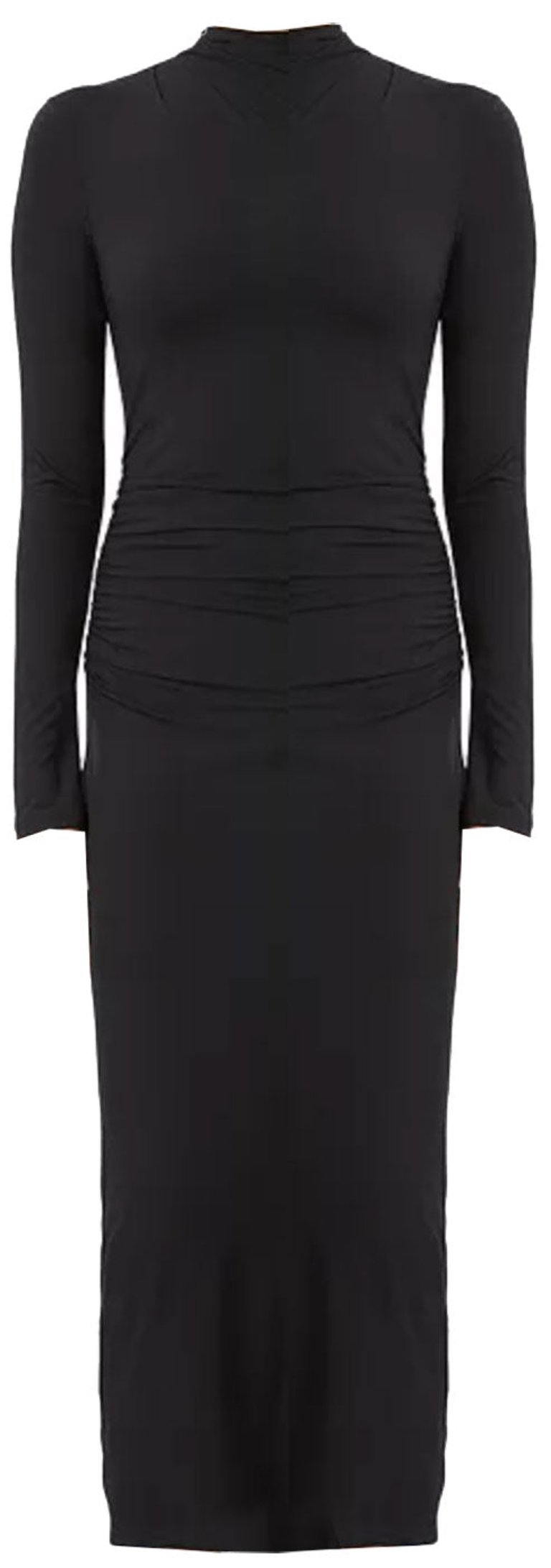 Women Long Sleeve Turtleneck Ruched Midi Bodycon Dress