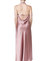 Women Petal Quartz Pink Halter Cowl Neck Silk Maxi Slip Dress