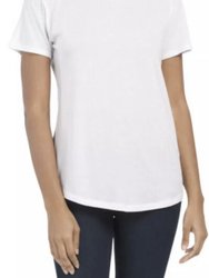 Women's  Essential Crew Neck Solid White Cotton Short Sleeve T-Shirt - White