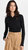 Women's Long Sleeve Fixed Wrap Top - Black