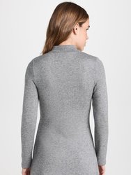 Women's Long Sleeve Short Knit Sweater Dress Silver Dust