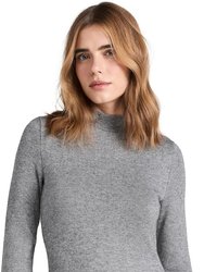 Women's Long Sleeve Short Knit Sweater Dress Silver Dust - Gray