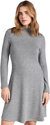 Women's Long Sleeve Short Knit Sweater Dress Silver Dust - Gray