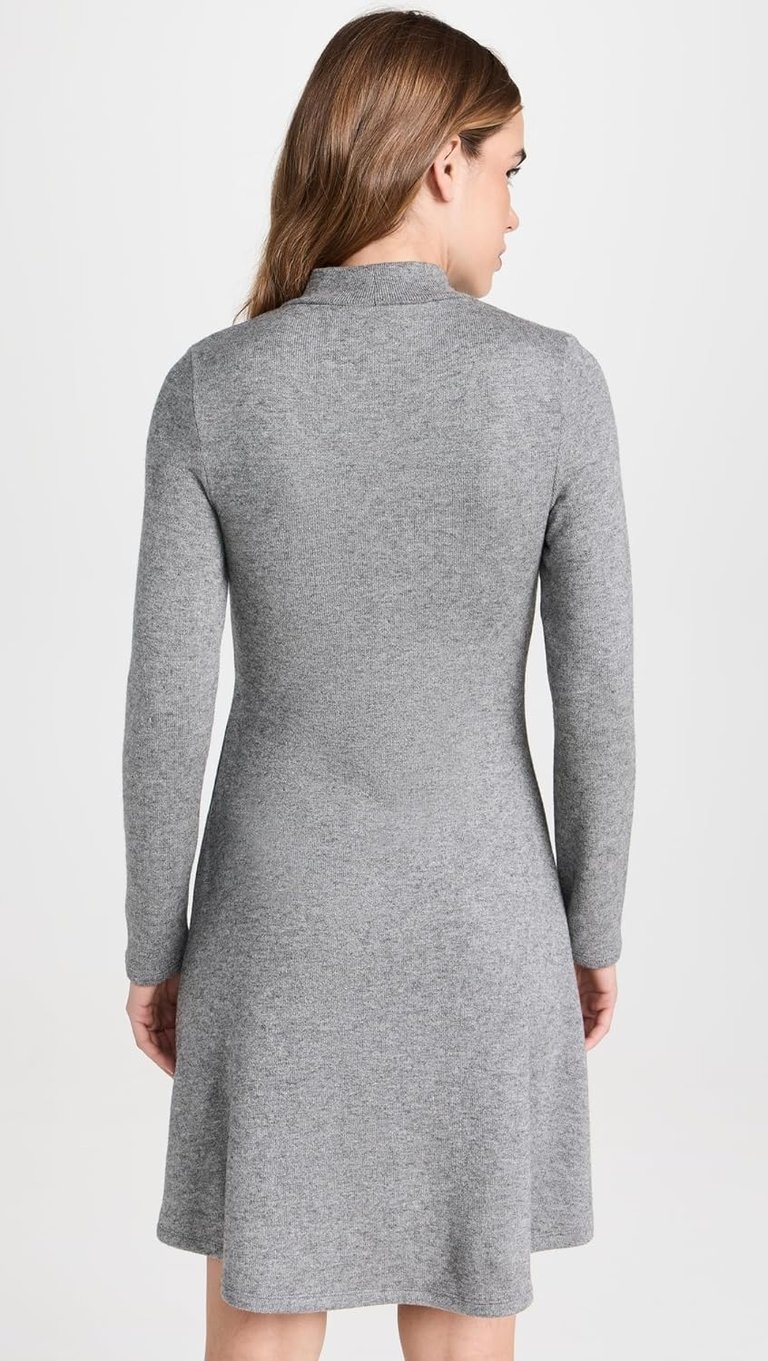 Women's Long Sleeve Short Knit Sweater Dress Silver Dust