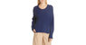 Women's Overlap Panel Bouclé Knit Pullover Sweater - Blue