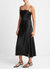 Women's Sheer Panelled Midi Square Neckline Sleeveless Slip Dress - Black