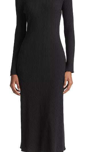 Vince Women's Solid Black Ribbed Knit Sweater Dress product