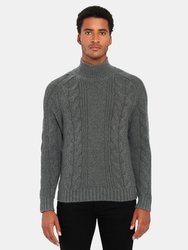 Wool Cashmere Cable Knit Sweater - Mid Heather Grey