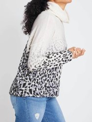 Faded Leopard Cowl Neck Sweater