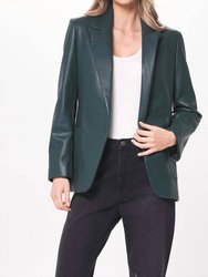 Faux Leather Blazer - Forest Green