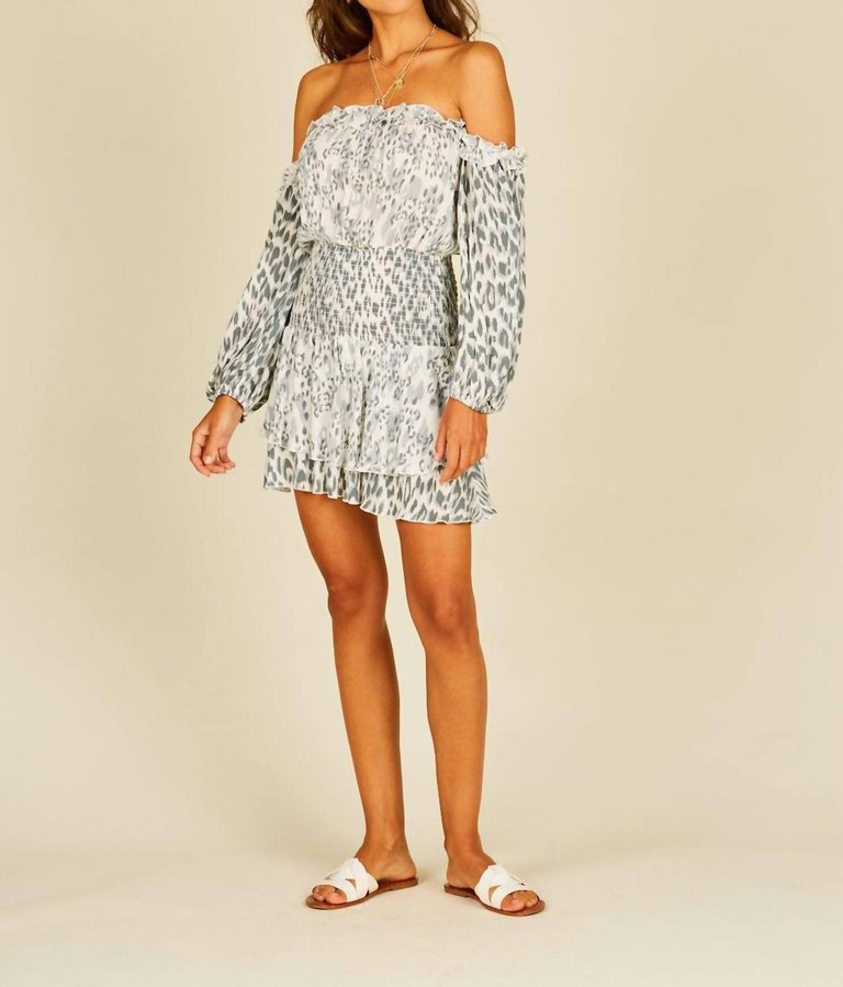 Off The Shoulder Mixed Dress - Animal Print