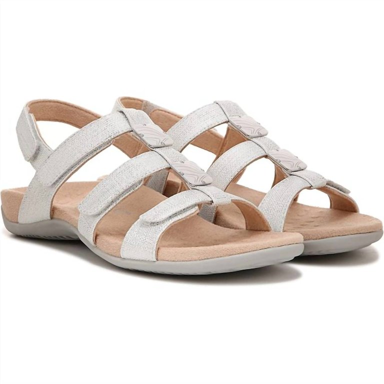 Amber Sandal - Silver Metallic Linen