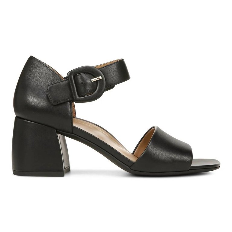 Women's Chardonnay Hook And Loop Pump Sandals In Black Leather - Black Leather