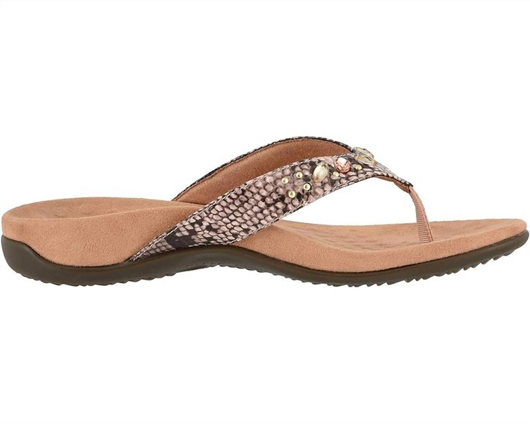 Women's Lucia Snake Thong Sandal In Camelia - Camelia
