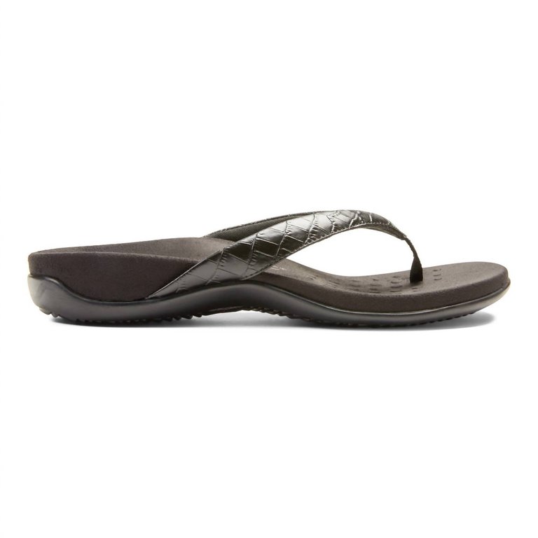 Women's Rest Dillon Sandal - Wide Width In Black Croc - Black Croc