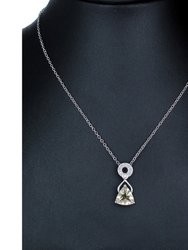 0.60 Cttw Pendant Necklace, Lemon Quartz Trillion Shape Pendant Necklace For Women In 18 Inch Chain, Prong Setting - 0.39" L x 0.25" W