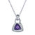 0.60 Cttw Pendant Necklace, Purple Amethyst Trillion Shape Pendant Necklace For Women In 18 Inch Chain, Prong Setting - 0.5" L x 0.33" W