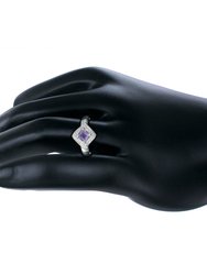 0.60 Cttw Purple Amethyst Ring .925 Sterling Silver With Rhodium Princess 5 mm