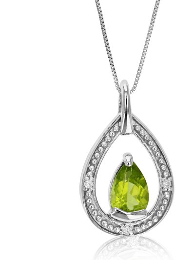 Vir Jewels 0.67 Cttw Pendant Necklace, Peridot And Diamond Pear Shape Pendant Necklace For Women In 18 Inch Chain, Prong Setting product