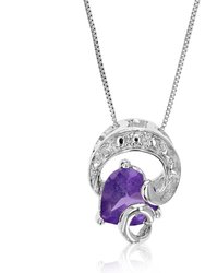 0.70 Cttw Pendant Necklace, Purple Amethyst Heart Pendant Necklace For Women In 18 Inch Chain, Prong Setting - 0.43" L x 0.33" W - Silver