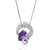 0.70 Cttw Pendant Necklace, Purple Amethyst Heart Pendant Necklace For Women In 18 Inch Chain, Prong Setting - 0.43" L x 0.33" W - Silver