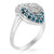 0.80 Cttw Blue And White Diamond Ring .925 Sterling Silver With Rhodium Plating - Silver